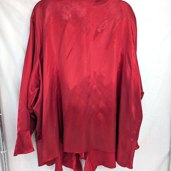 denim 24/7 Women Plus Size Red Blouse Tunic Ruffle Front Bell Sleeve Size 32W - Picture 4 of 10
